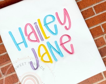 Girls Embroidered Monogram Name Shirt