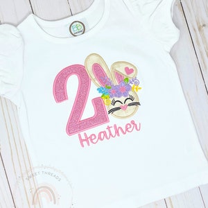 Girls Bunny Rabbit Birthday Shirt | Girls Easter Birthday Shirt With Name | Easter Bunny Birthday Shirt | Personalized Birthday Shirt