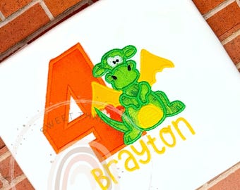 Camiseta personalizada de cumpleaños de dragón / Camiseta de dinosaurio para niños