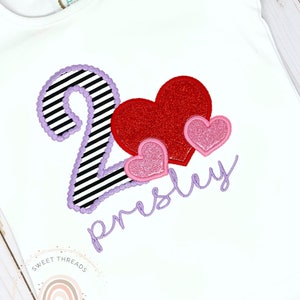 Girls Valentine’s Day Birthday Shirt | Girls Valentines Day | Heart Birthday Shirt | Glitter Heart Birthday Shirt