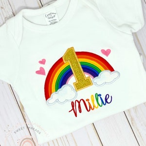 Rainbow Birthday Shirt With Name | Number One Birthday Shirt | 1st birthday shirt | Rainbow Birthday Shirt | Primary Rainbow Birthday Shirt