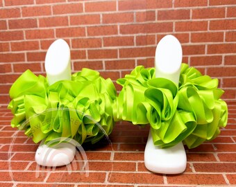 Lime Green Ruffled Ribbon Ankle Tutus | Birthday Anklets