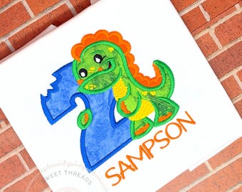 Camiseta de cumpleaños de dinosaurio para niños con nombre / Cualquier edad