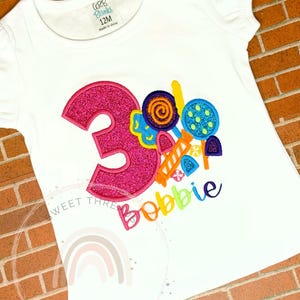 Girls Candy Birthday Shirt With Name | Dessert Birthday Shirt | Sweets Birthday Shirt | Candy Birthday Shirt | Donut Birthday Shirt