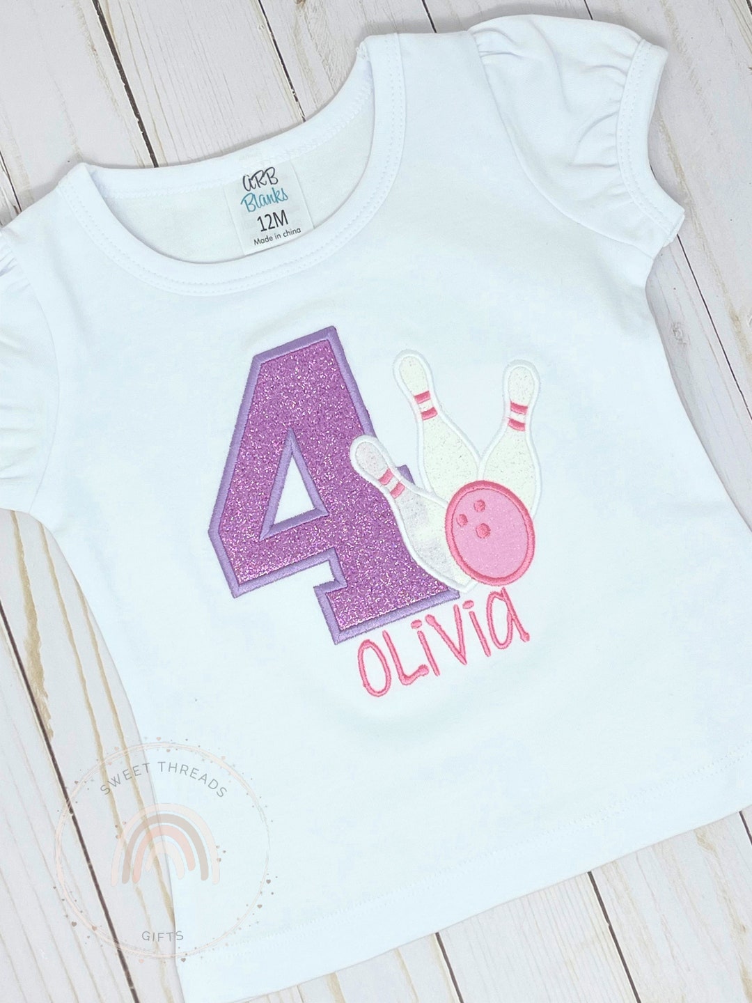 Girls Bowling Birthday Shirt Girls Bowling Pins Birthday Shirt With