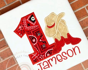 Camiseta de cumpleaños personalizada con botas de vaquero para niño/Fiesta temática del oeste