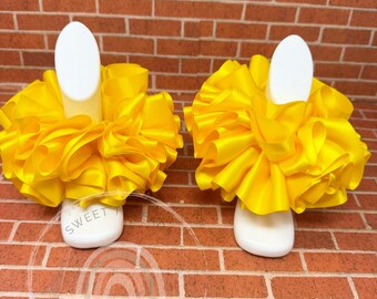 Yellow Ruffled Ribbon Ankle Tutus | Birthday Anklets