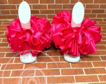 Hot Pink Ruffled Ribbon Ankle Tutus | Birthday Anklets