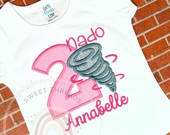 Girls Twonado Birthday Shirt | Embroidered 2nd Birthday Outfit