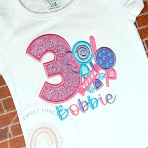 Girls Candy Birthday Shirt With Name | Dessert Birthday Shirt | Sweets Birthday Shirt | Candy Birthday Shirt | Donut Birthday Shirt