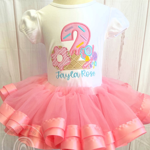 Ice Cream Cone Birthday Shirt | Donut Birthday Shirt | Candy Birthday Shirt | Ice Cream Birthday Tutu Outfit | Candy Birthday Tutu Outfit