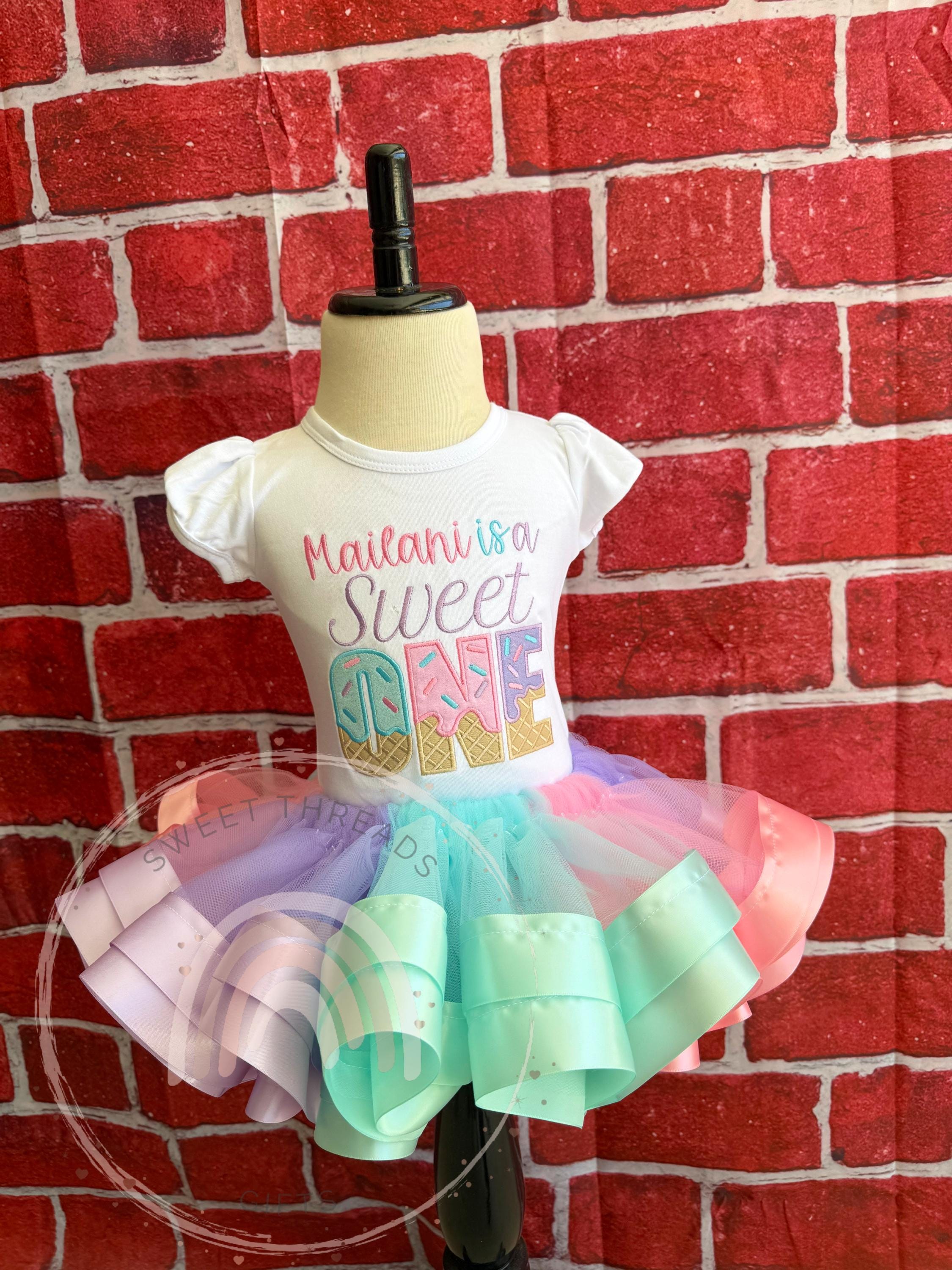 Sweet One Ice Cream Birthday Tutu Outfit | Pink Aqua Purple Ice Cream Birthday Shirt | Ice Cream Birthday Tutu Outfit | Birthday Tutu