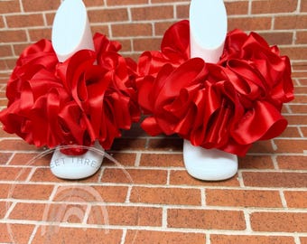 Red Ruffled Ribbon Ankle Tutus | Birthday Anklets