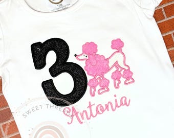 Embroidered Poodle Birthday Shirt With Name | French Puppy Party
