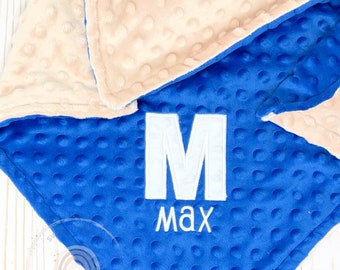Personalized Letter And Name Minky Baby Blanket | Custom Baby Shower Gift | Any Color Combination