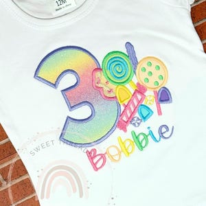 Girls Candy Birthday Shirt With Name | Dessert Birthday Shirt | Sweets Birthday Shirt | Candy Birthday Shirt | Donut Birthday Shirt