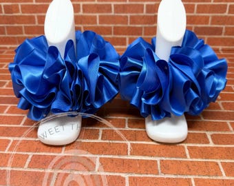 Blue Ruffled Ribbon Ankle Tutus | Birthday Anklets