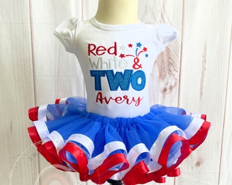 Red White And Two Birthday Tutu Outfit | Patriotic 4th Of July
