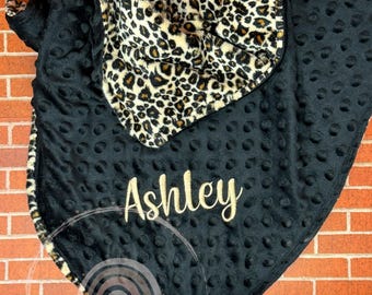 Cheetah Print Minky Baby Blanket | Personalized Shower Gift