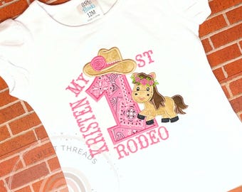 First Rodeo Birthday Shirt | Embroidered Cowgirl Western Tee