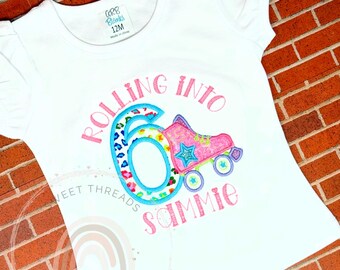Skate Birthday Shirt | Rolling Into Age Embroidered Tee