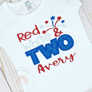 Girls Red White And Two Birthday Shirt | Girls Birthday Shirt With Name | 4th Of July Birthday Shirt | Patriotic Birthday Shirt