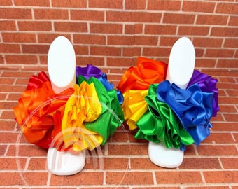 Rainbow Ruffled Ribbon Ankle Tutus | Birthday Anklets