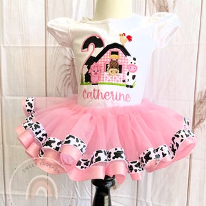 Barn Farm Birthday Tutu Outfit Horse Cow Pig Farm Birthday Shirt Farm Animal Birthday Tutu Outfit Cow Birthday Tutu image 1