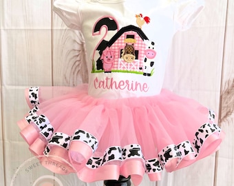 Barn Farm Birthday Tutu Outfit | Horse Cow Pig Farm Birthday Shirt | Farm Animal Birthday Tutu Outfit | Cow Birthday Tutu