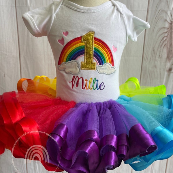 Over The Rainbow  Birthday Tutu Outfit | Rainbow Birthday Shirt | Rainbow Birthday Tutu | Rainbow Tutu | Over The rainbow Birthday Party