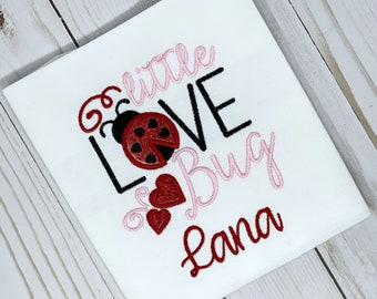 Girls Valentine’s Day Shirt | Girls Love Bug Valentines Shirt | Little Love Bug Valentine's Day Shirt | Glitter Love Bug Shirt