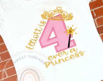 Personalized Princess Birthday Shirt | Pink and Gold Crown
