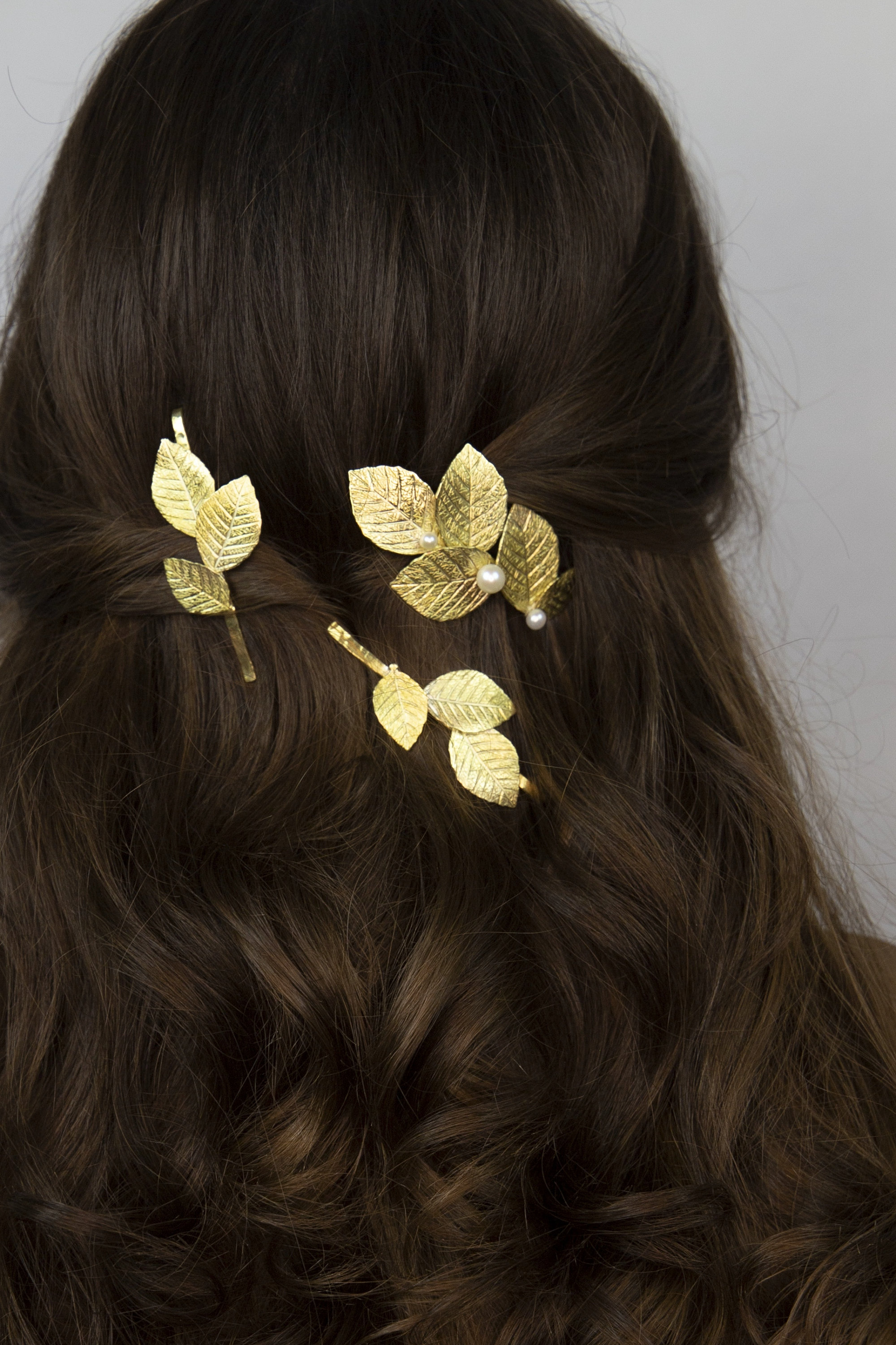Leaf hair clip bridal Gold hair pin Floral hair pins Etsy