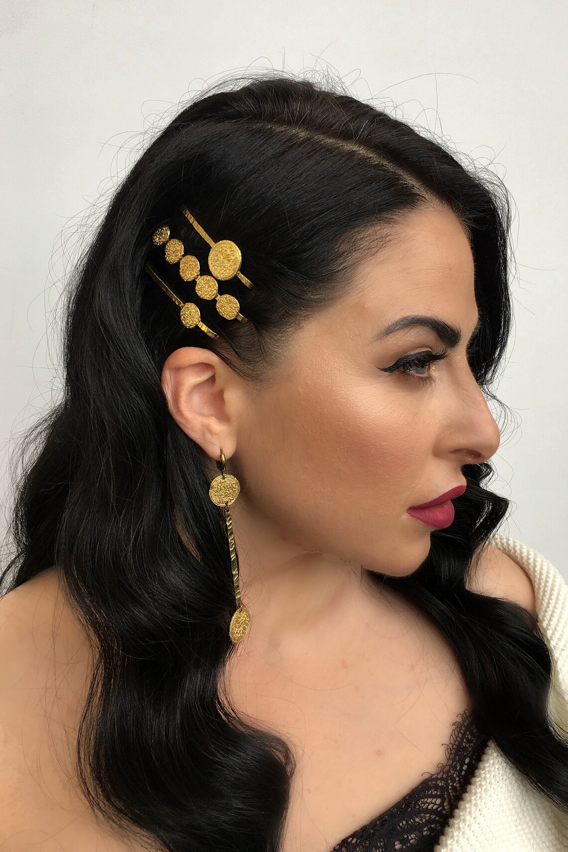 Art deco hair clip Bridal hair pins Gold hair pin Etsy