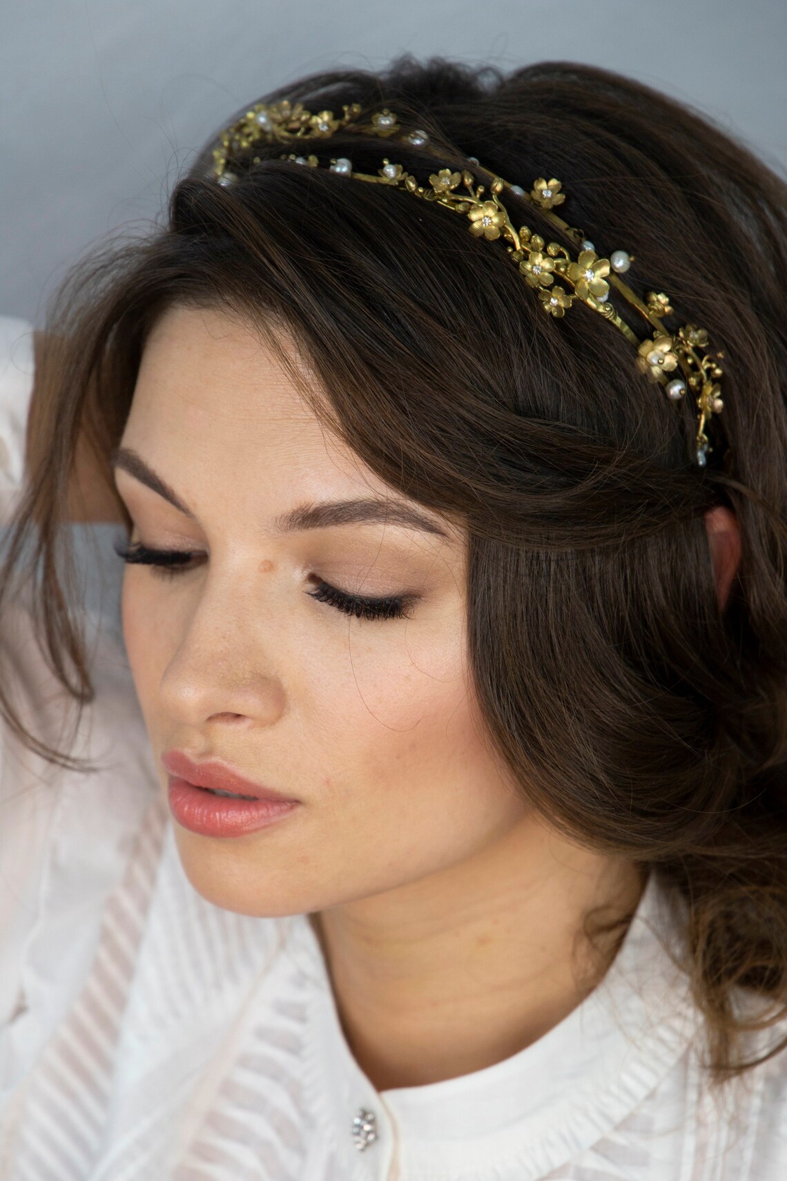 Hair vine wedding Gold tiara Crystal crown Etsy