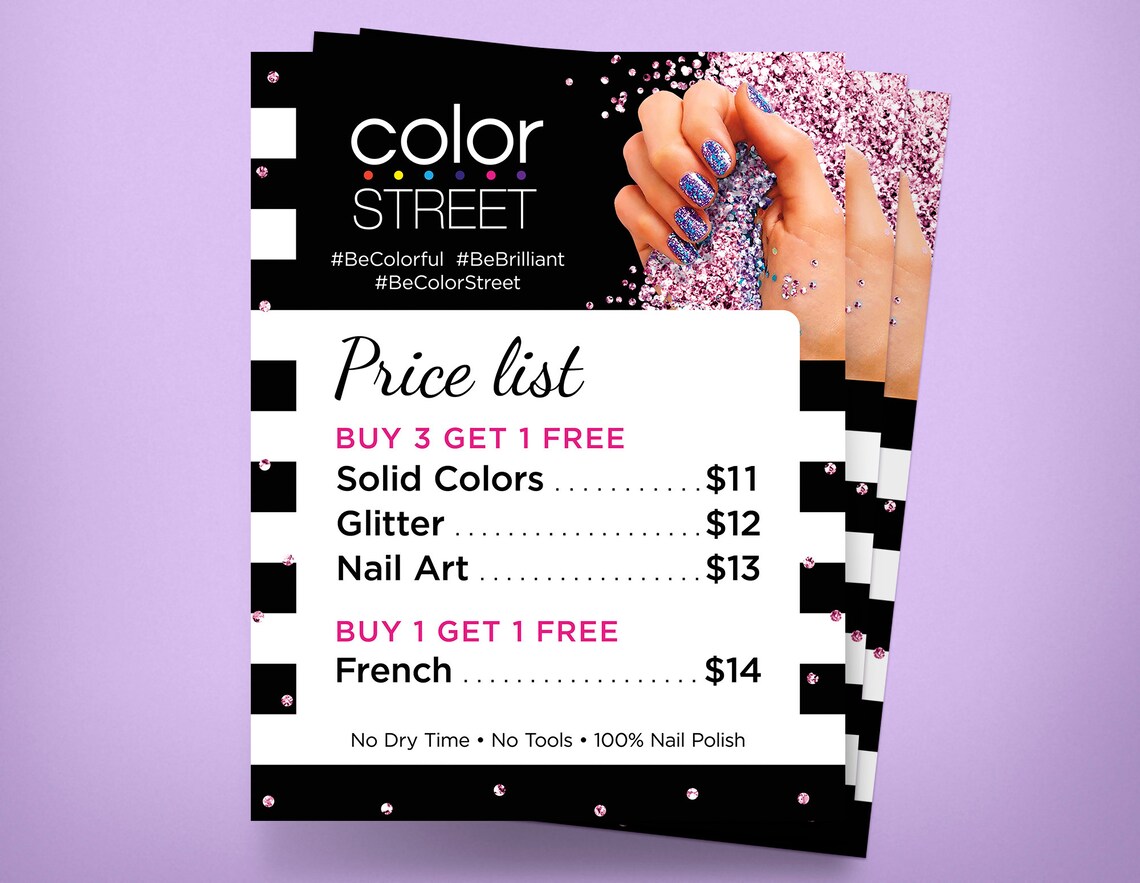 Color Street Price List Color Street Pricing printable color Etsy