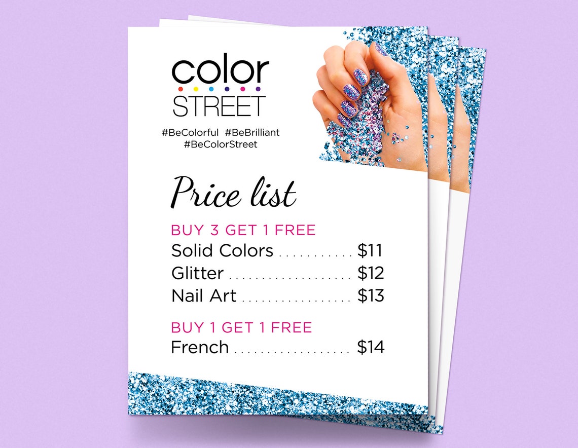 Color Street Price List Color Street Pricing printable color Etsy