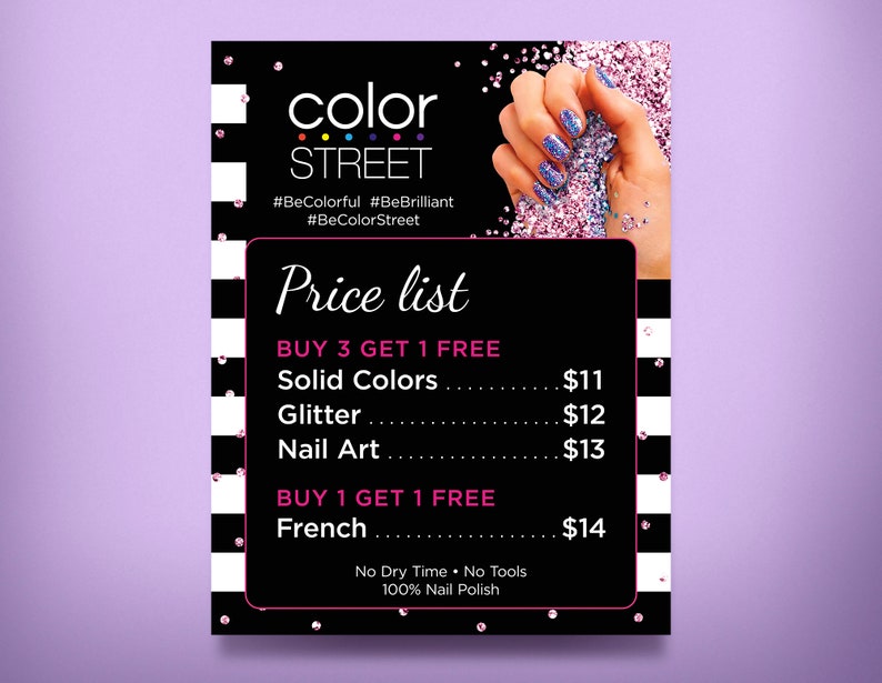 Color Street Price List Color Street Pricing printable color Etsy