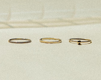 14k Gold Filled Trio Set • Minimalist • Dainty • Comfortable Stacker Rings • Set of 3 Rings