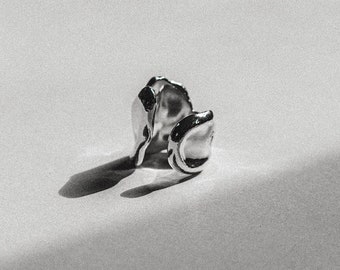 Sculptural Sterling Silver Ring • Chunky Carved Statement Jewelry