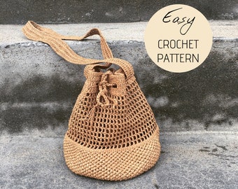 Crochet bag Pattern, Bucket Raffia Bag Pattern, Easy Crochet Pattern, PDF Crochet Pattern, PDF Digital Download, Crocheted Raffia Bag