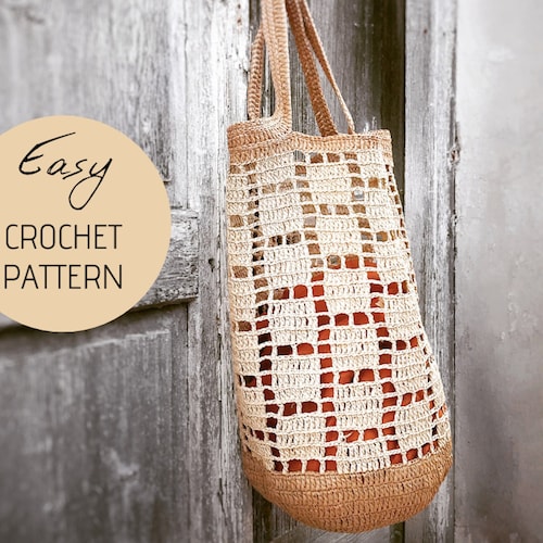 PDF PATTERN Crochet Raffia Net Tote Bag Etsy