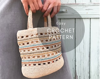 Crochet Pattern 'FINESTRE SMALL BAG', Crochet Bag Pattern, Crochet Raphia Bag Pattern, Crochet Summer Boho Bag Pattern, Crocheted Bag pdf