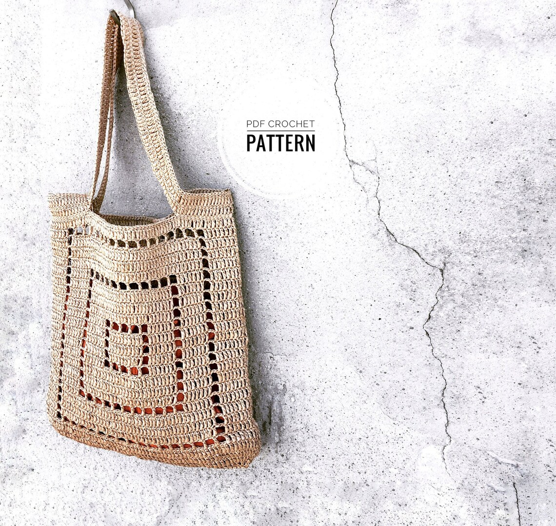 Crochet bag Pattern Square Crochet Pattern Crochet Raffia Etsy