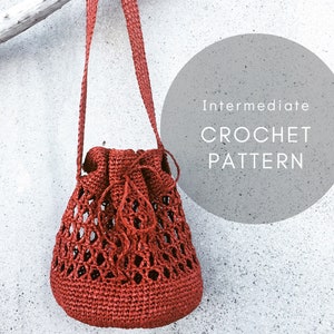 Crochet Bucket Bag Pattern, Crocheted Raffia Bag pattern