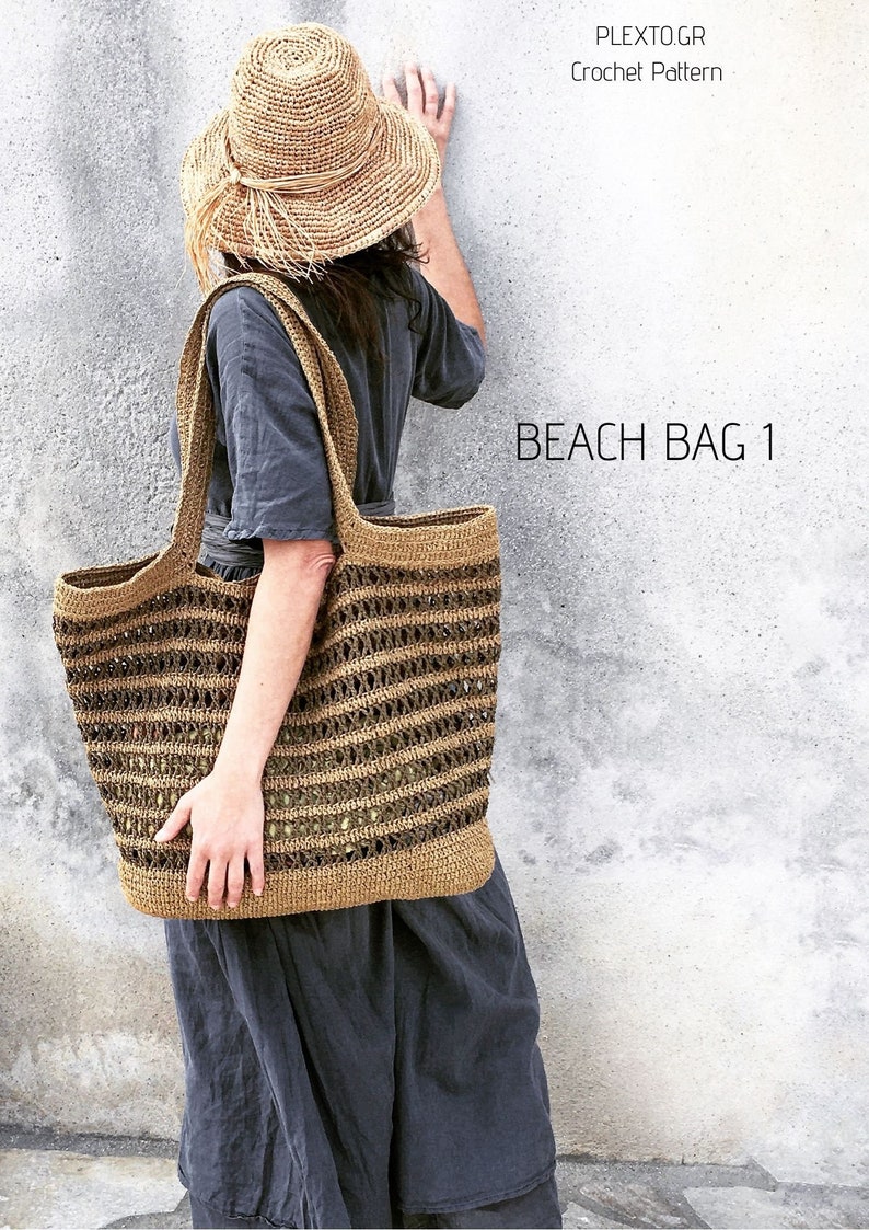 Modèle de sac au crochet, crochet de sac de plage, modèle de sac en raphia, crochet en matériau naturel, crochet bohème, crochet d'été, modèle au crochet moderne image 2