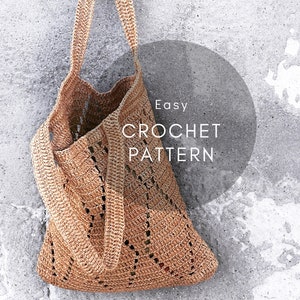 Crochet Pattern, pattern 'DIAMONDS TOTE BAG', Crocheted Bag Pattern, Shoulder Bag pattern, Crochet boho bag pattern, crochet for begginers