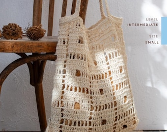 Biscotti Bag Crochet Pattern, Jute Boho Tote (PDF)
