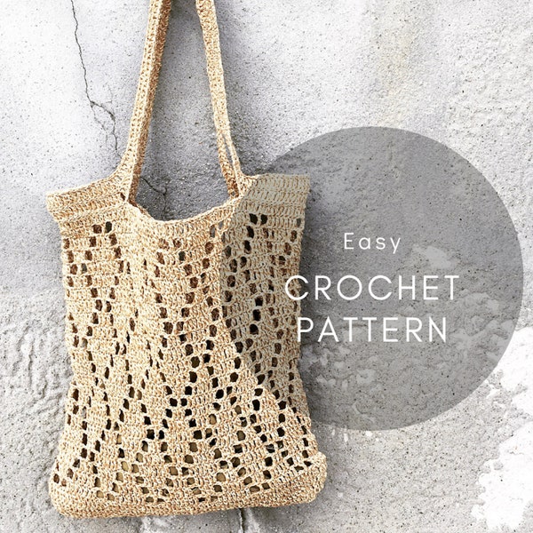Crochet Pattern, DIY Crochet bag Pattern, Tote Bag Crochet Pattern, Crochet Raffia Shoulder Bag pattern, Crochet  boho bag, Crochet raffia