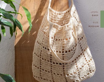 Crochet Squares Bag Pattern: Jute Boho Tote (PDF Pattern)